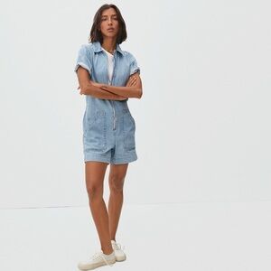 Everlane The Denim Short Coverall Overall Romper